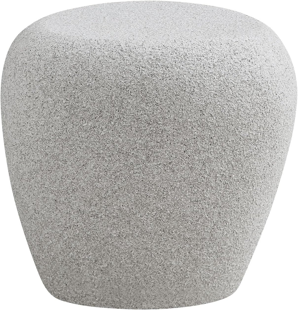 Faux Rock Side Table with Lightly Rought Rock Design,Irregular Drum End Table Fiberglass Accent Stone-Like Nightstand for Living Room,No Assembly