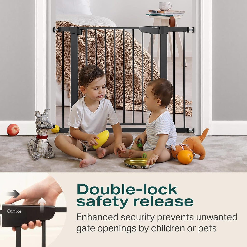 Cumbor 36' Extra Tall Baby Gate for Stairs, 29.7-40.6' Wide Dog Gate for Doorways, Pressure Mounted Auto-Close Pets Gates for Dogs Indoor, Durable Safety Child Gate, Mom's Choice Awards Winner, Black