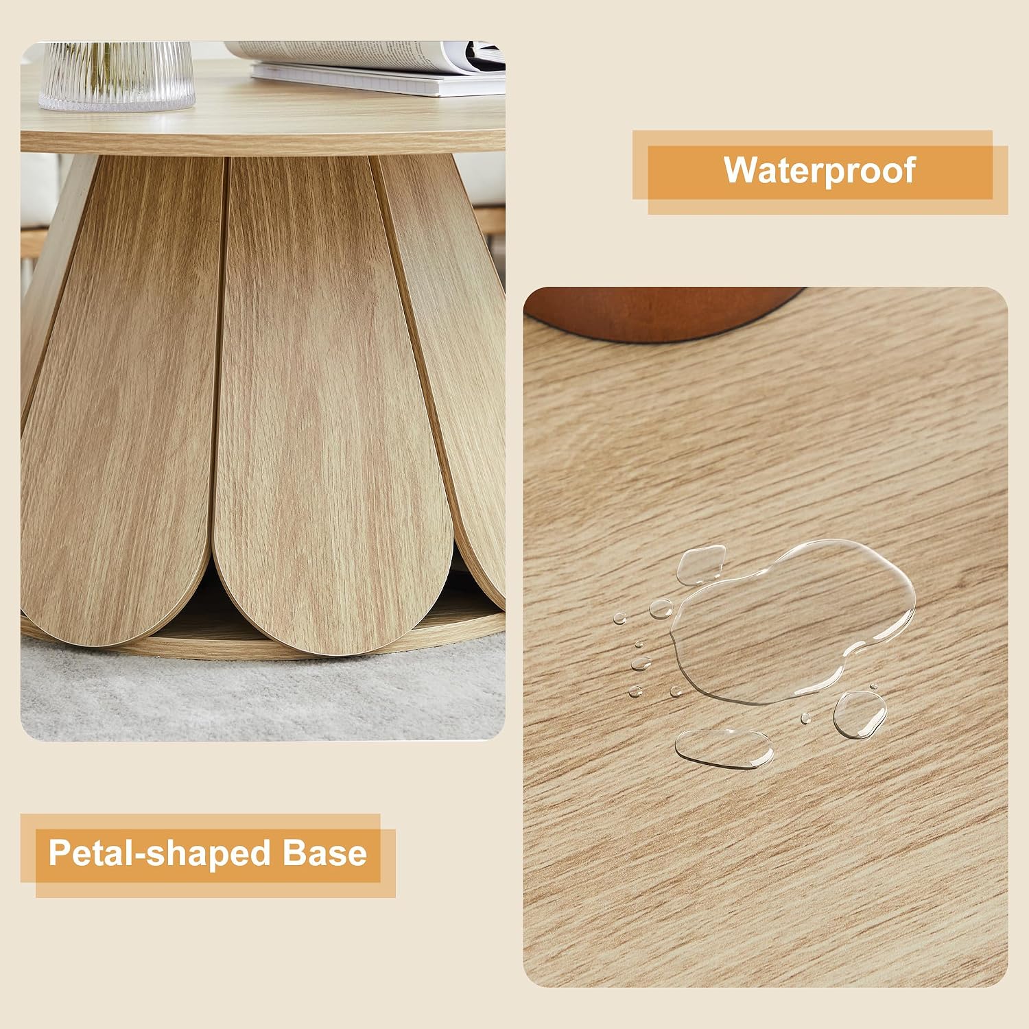 31.5' Round Coffee Table, Modern Farmhouse Wood Coffee Table with Pedestal Base, Small Space Circle Center Table for Living Room, Apartment, Natural