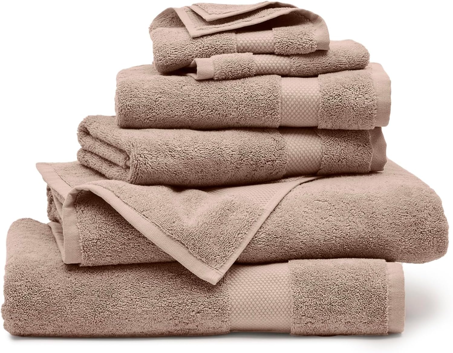 BOLL & BRANCH Plush Bath Towel Set - Dusty Rose - 6 Piece - Includes 2 Bath Towels, 2 Hand Towels & 2 Washcloths - 100% Organic Cotton - Ultra Soft & Luxurious - Quick Absorbing