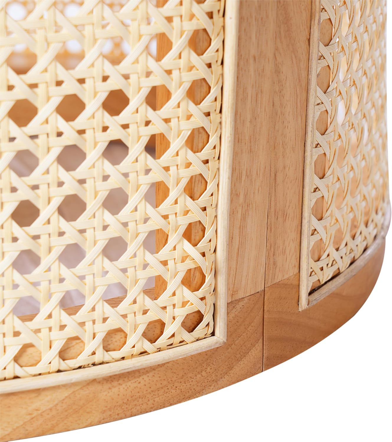 Christopher Knight Home Aurl 15.70' Round End Table, Hollow Woven Side Table, Small Rubber Wood Nightstand, Rattan Woven Tea Desk, Round Wood Tabletop, Chic Home Deor Desk, Easy Assembly, Natural