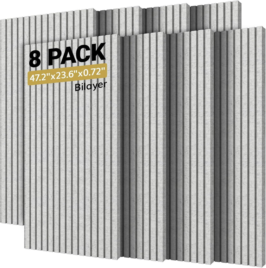 TONOR Dual-Layer Thickened Acoustic Wall Panels Self Adhesive, 8 pack 47.2'x23.6'x0.72' High Density Large Sound Proof Panels for Walls, Peel and Stick Wall Panels for Interior Wall Décor, Grey