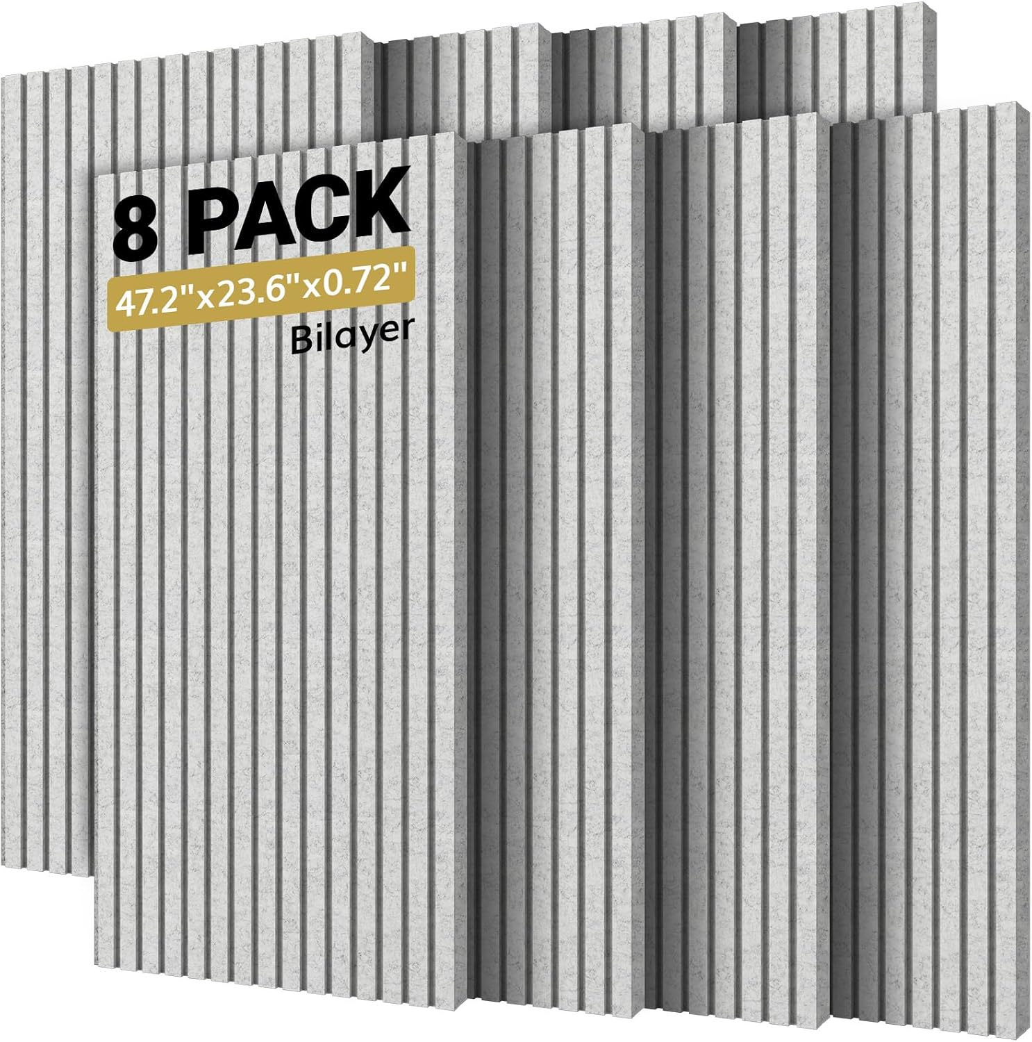 TONOR Dual-Layer Thickened Acoustic Wall Panels Self Adhesive, 8 pack 47.2'x23.6'x0.72' High Density Large Sound Proof Panels for Walls, Peel and Stick Wall Panels for Interior Wall Décor, Grey