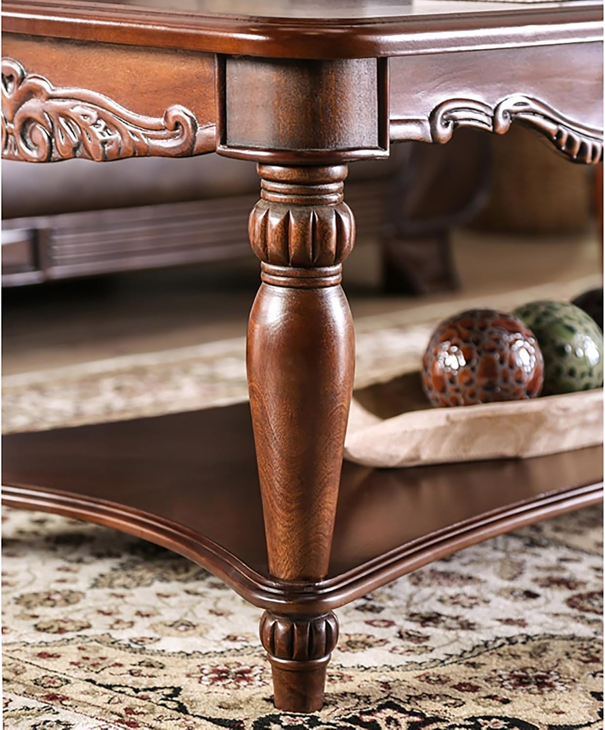 Furniture of America 3-Piece Trenton Table Set, Cherry Finish