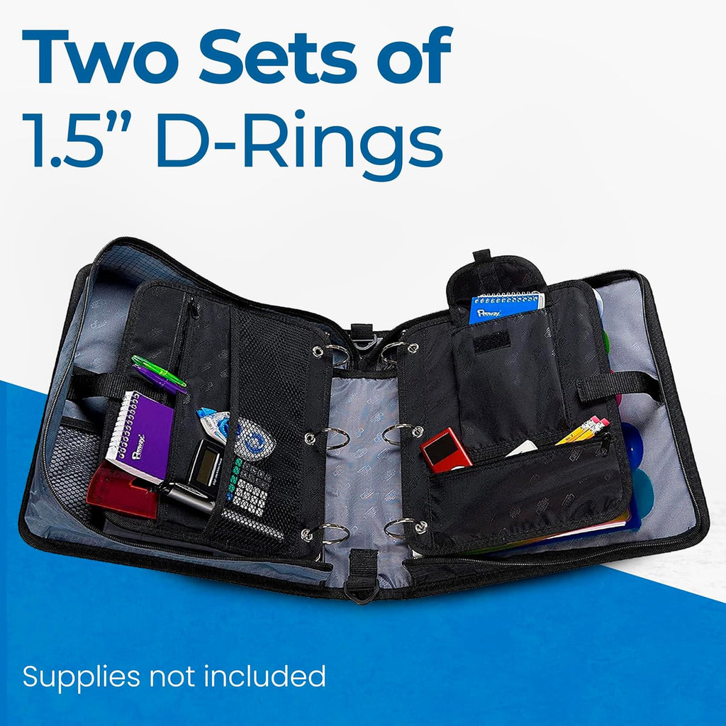 Case-it The Dual 2-in-1 Zipper Binder | Two 1.5-Inch D-Rings, 600 Sheet Capacity, Pencil Pouch & Multiple Pockets | School & Office Organizer with Shoulder Strap | Dual-101 Spearmint (Pack of 6)
