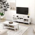 Bonzy Home TV Stand and Coffee Table Set of 2, Modern TV Console Coffee Table Set with Glass Door for up to 65' TV, Wooden TV Stand Set with Storage Drawer for Living Room, White