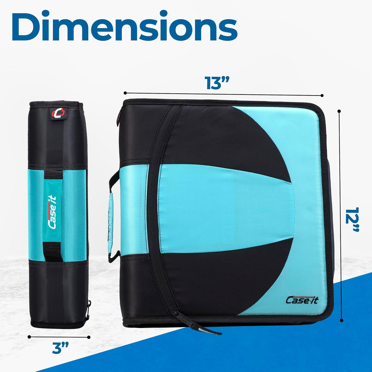 Case-it The Dual 2-in-1 Zipper Binder | Two 1.5-Inch D-Rings, 600 Sheet Capacity, Pencil Pouch & Multiple Pockets | School & Office Organizer with Shoulder Strap | Dual-101 Spearmint (Pack of 6)