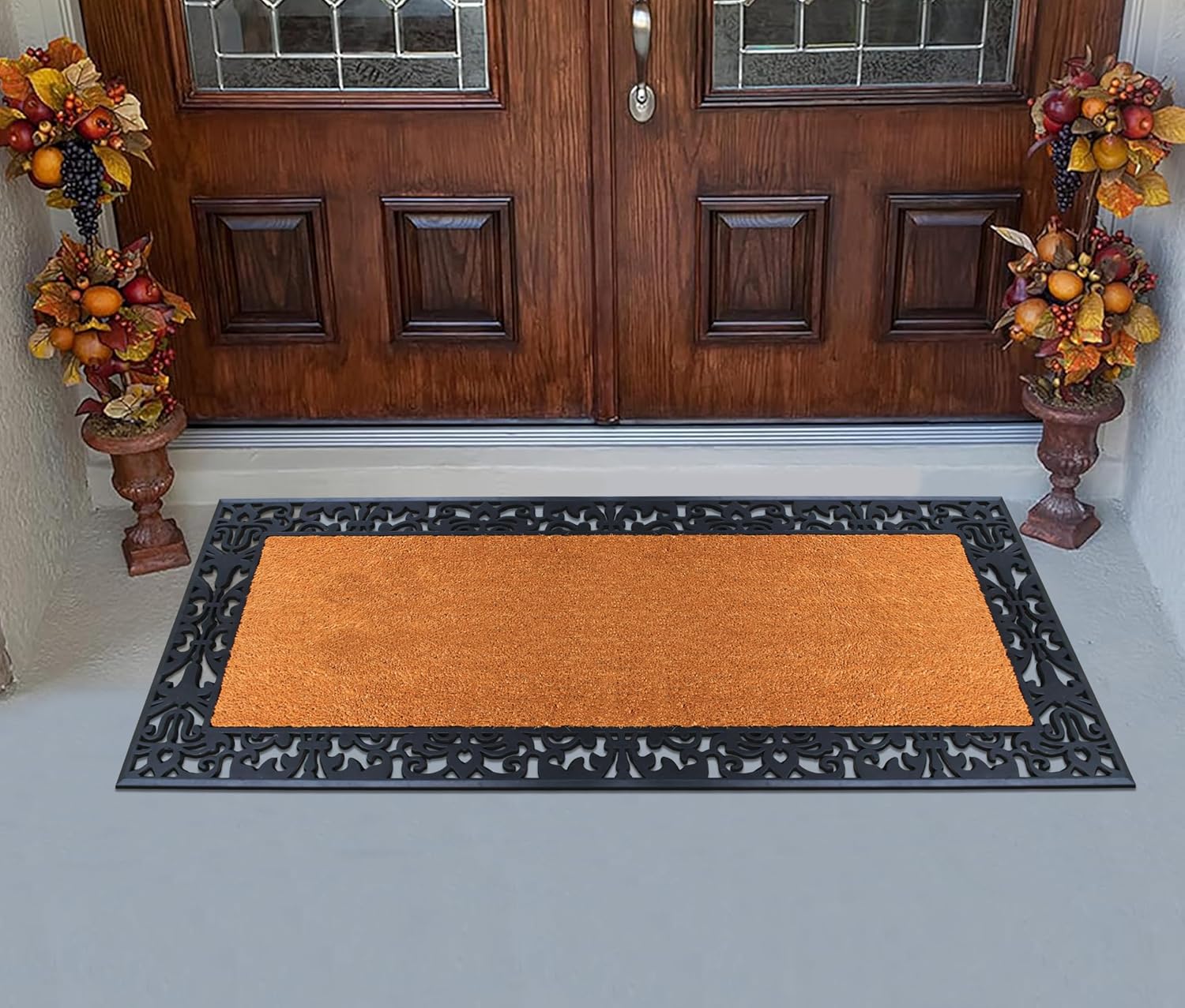 A1 Home Collections Natural Coir & Rubber Door Mat, 30'x60' - Thick, Durable, Heavy Duty, Anti-Shed, Fade-Resistant, Long-Lasting Outside Entrance Large Doormat for Front Porch