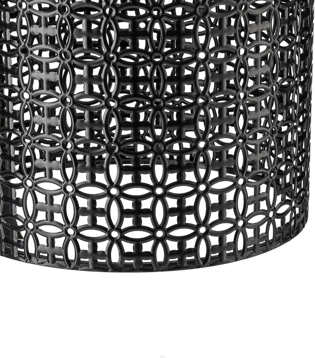 Glitzhome Accent Tables Living Room Set of 2, Round Metal Side End Table, Small Circle Coffee Bedside Table, Planter Stand for Couch Nightstand Bedroom Patio Backyard, Glossy Black