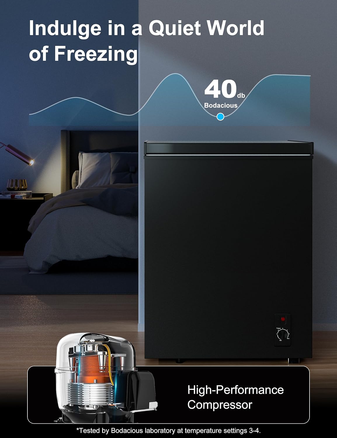 3.5 Cubic Feet Compact Chest Freezer with Removable Basket for Home/Kitchen/Office/Bar/Dorm - Top Open Door Energy Saving & Ultra-Quiet Manual Defrost Deep Freezer - Black