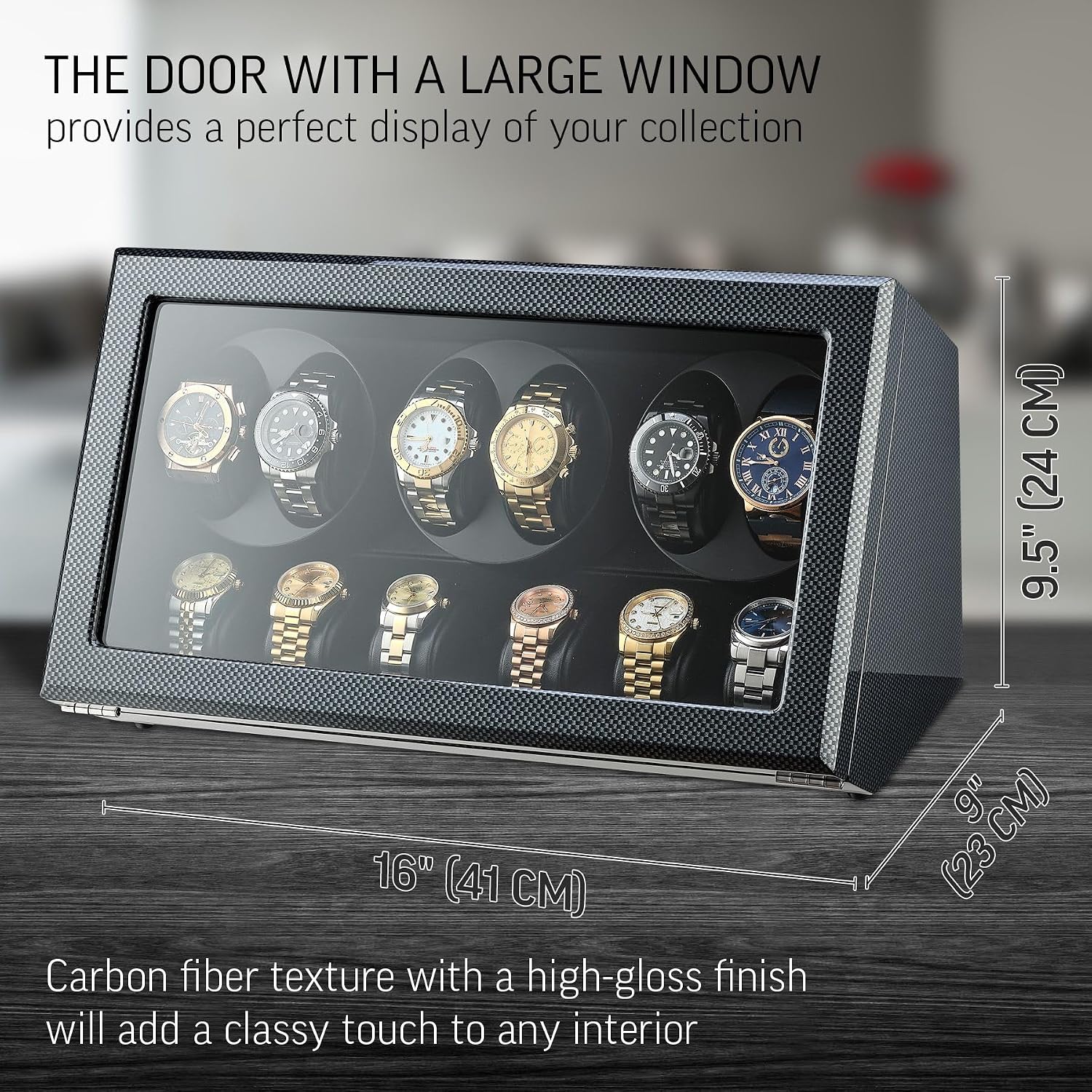 TIMECUBE Watch Winder with 6 Storage Slots, LED Light and Automatic Motor-Stop Option