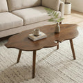 HNY Modern Coffee Table for Living Room, Brown Wood Coffee Table Farmhouse Center Table Vivid Leaf Table End Table with Rustic Grain Side Table with Wood Leg for Bedroom Office Cafe Small Space