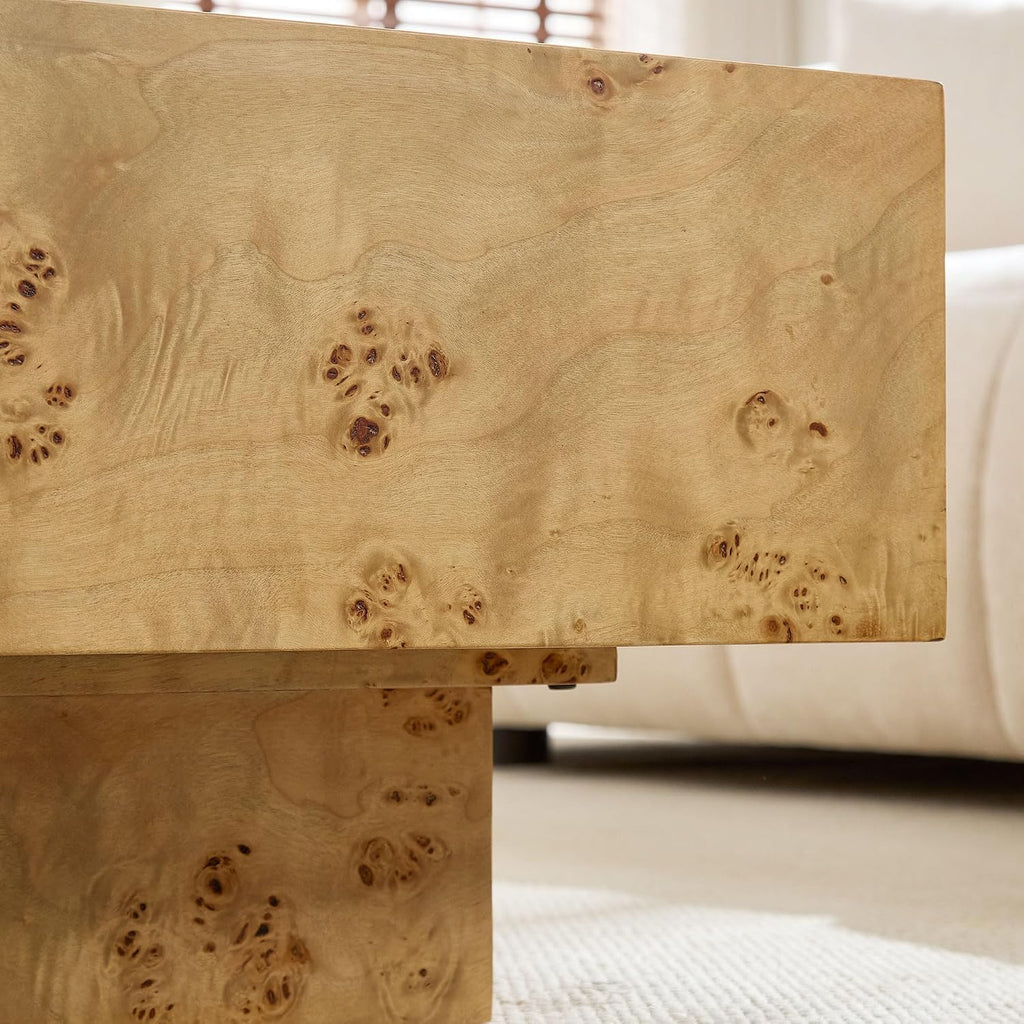 43.31' Rectangle Coffee Table for Living Room Burl Wood Coffee Table Farmhouse Rustic Vintage Wooden Center Table with Pedestal for Apartment,Oak