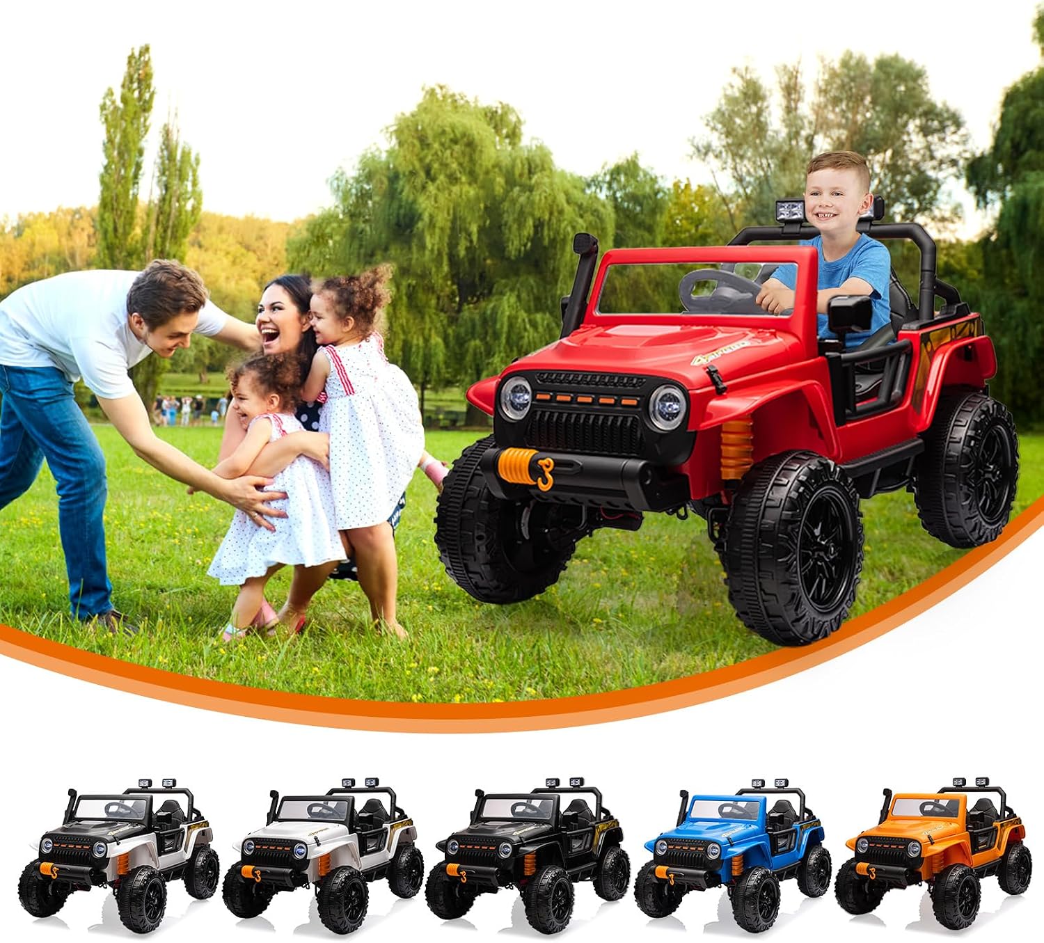 GarveeLife 24V Ride On Car for Kids, 2 Seater Electric Truck with Remote Control, 4x45W Powerful Engine, Battery Powered Ride On Toys for Kids, 4WD/2WD Switchable, Led Headlight & Music Player, Red