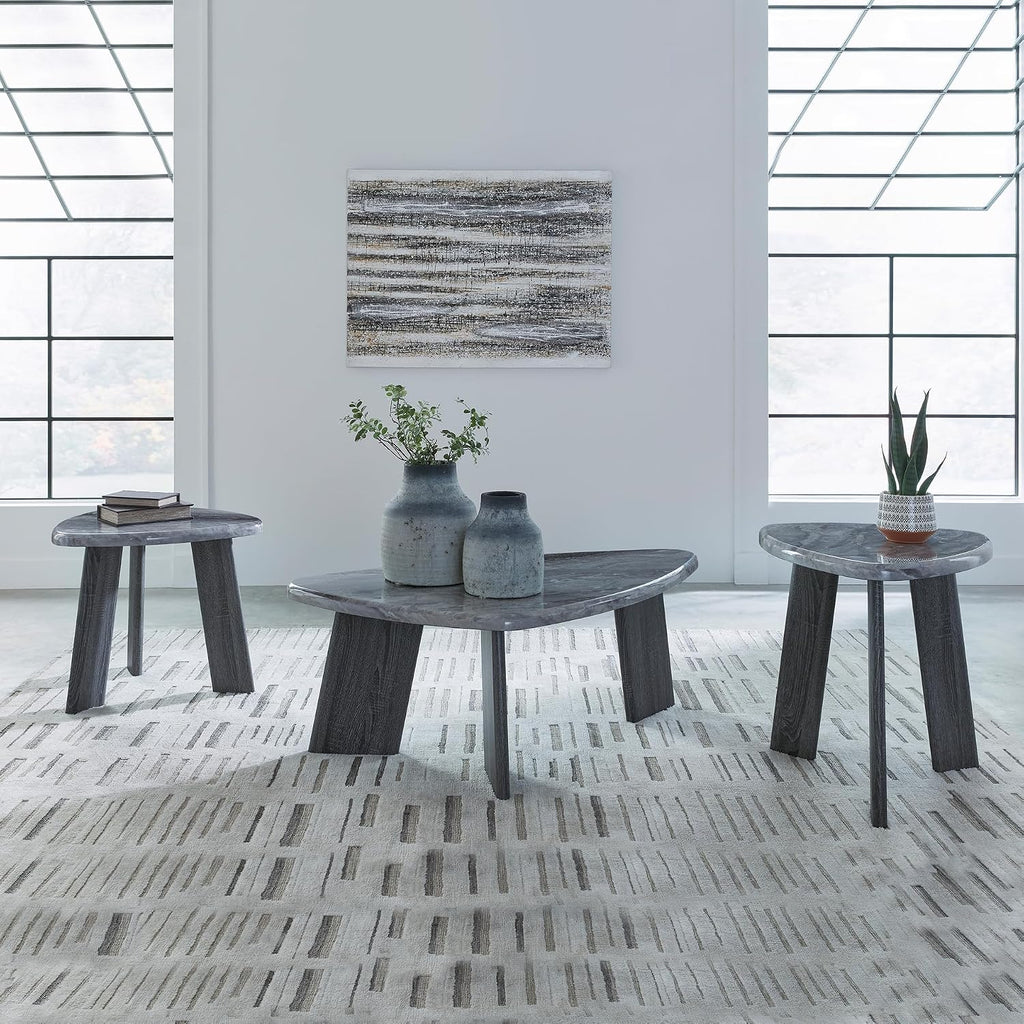 Signature Design by Ashley Bluebond Contemporary Table Set for Living Room, Set of 3, Gray