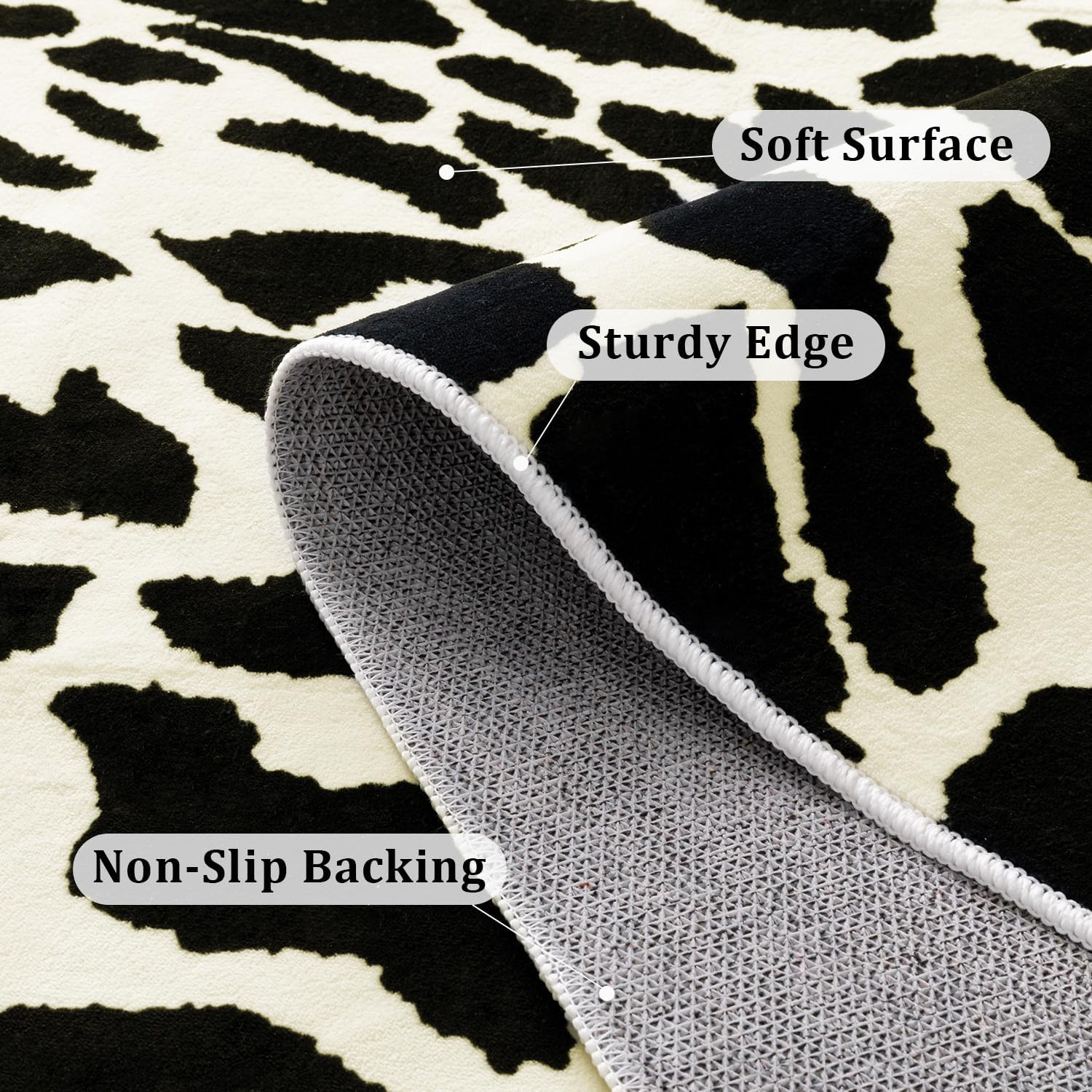 YIHOUSE Leopard Rug for Living Room, Black and White Cute Cheetah Print Rug Modern Washable Animal Printed Rugs for Bedroom, Girls Boys Dorm Room Nursery Room, Playroom, 8x10