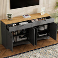 Ball & Cast Farmhouse TV Stand with 2 Drawers for TVs up to 70',Wood Grain Sideboard Buffet Cabinet w/Rustic Handles and Adjustable Shelf,Entertainment Center for Living Room,Bedroom,Grey