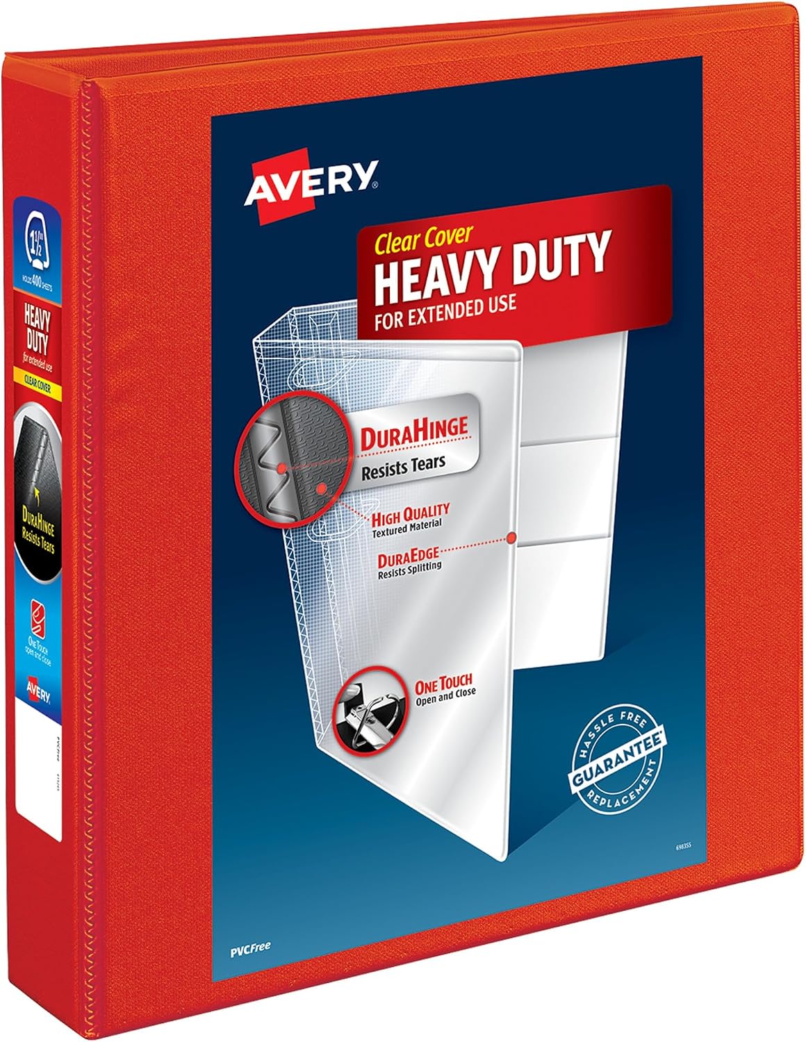Avery Heavy Duty View 3 Ring Binder, 1.5' One Touch EZD Ring, 12 Red Binders (79171)