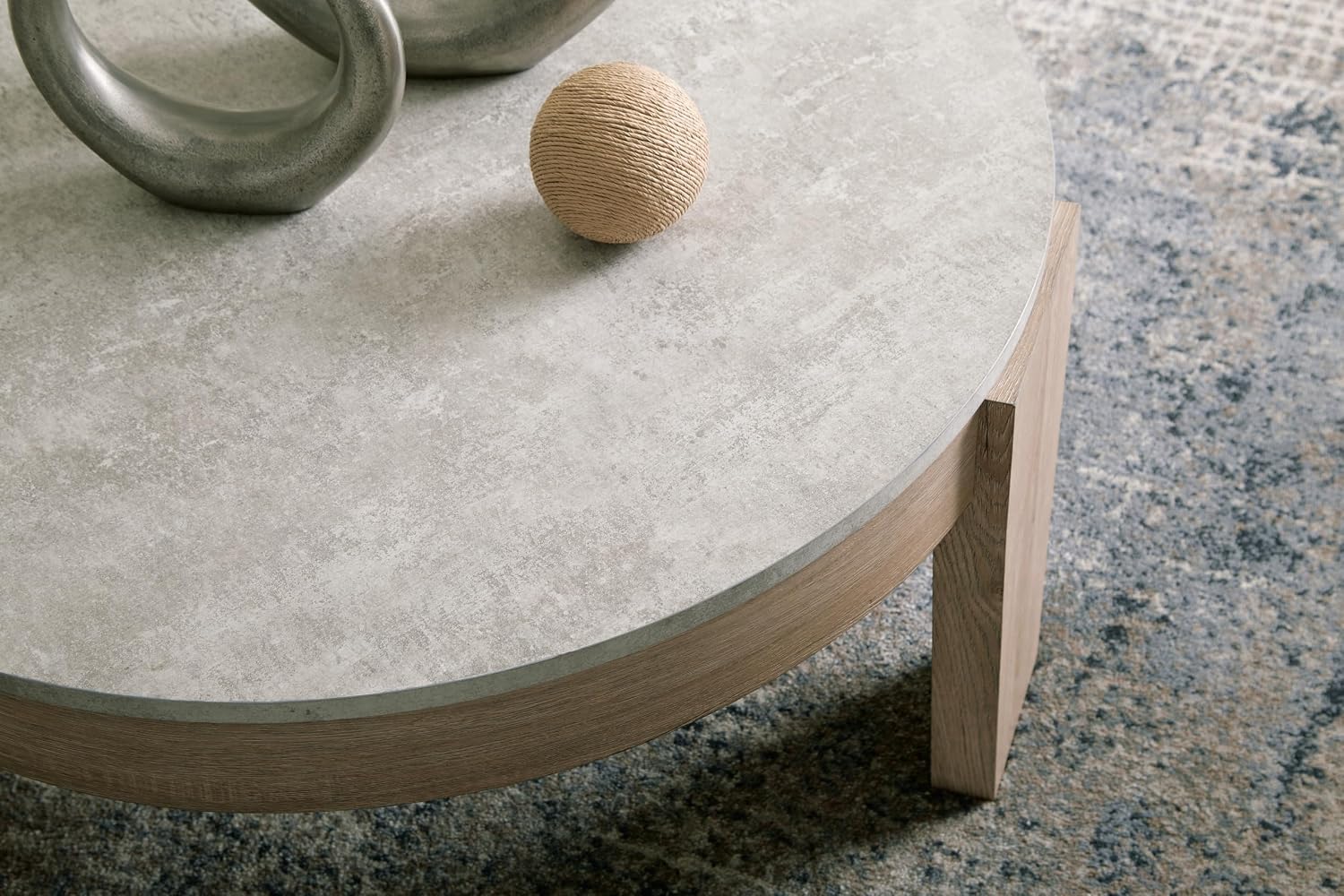 Signature Design by Ashley Guystone Casual Table Set with Faux Cement Melamine Tabletop, Set of 3, Light Brown & Light Gray