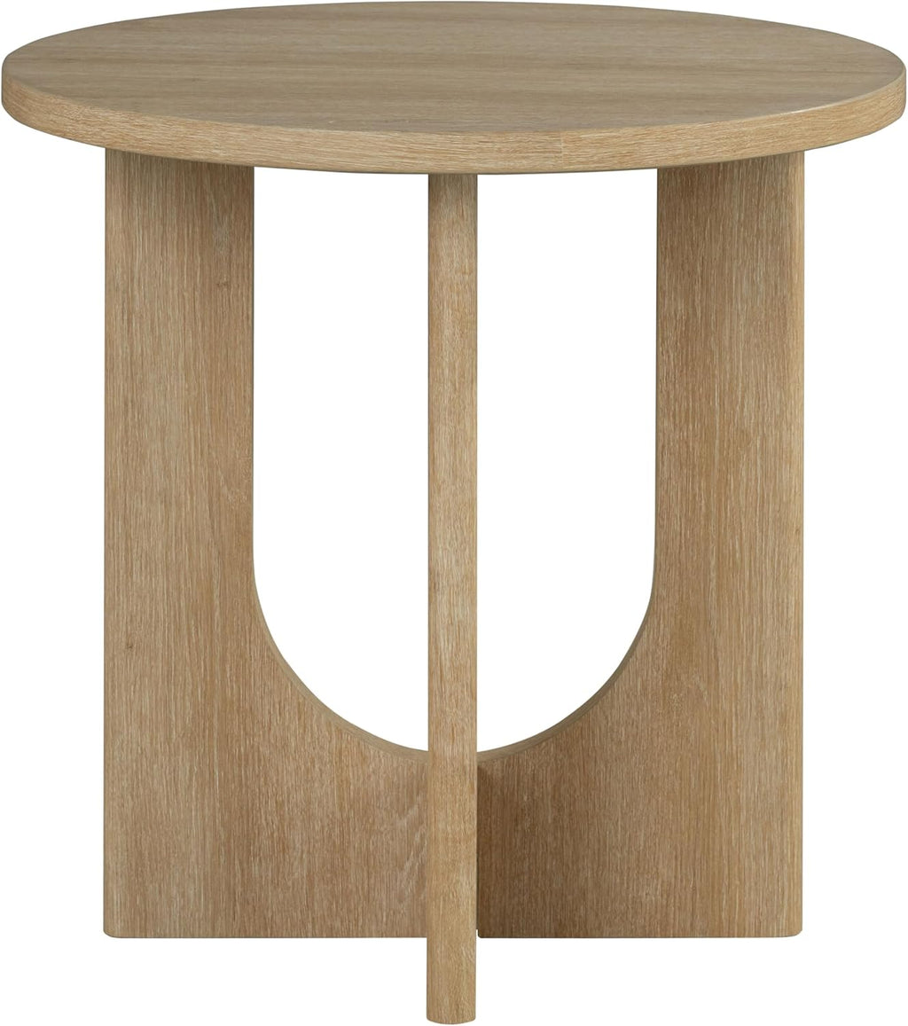 Furniture of America Aveline Modern 3 Piece Round Coffee Table Set with Cutout Trestle Base, Living Room Set for Small Space, Home Office, Bedroom, Natural