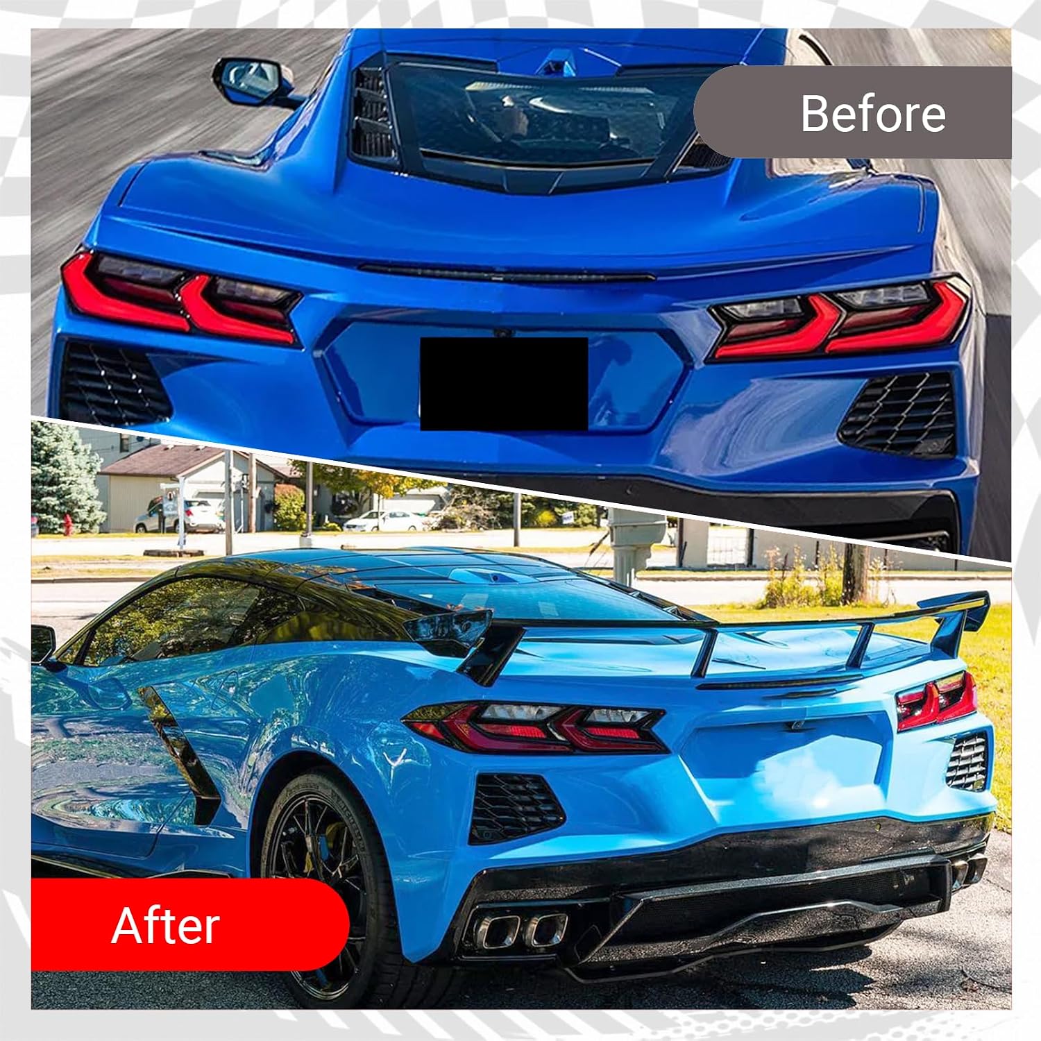 Rear Spoiler Wing for 2020-2025 Corvette C8 Stingray Z51, Rear High Trunk Wing Spoiler Corvette C8 Body Kit Accessories (Carbon Fiber)