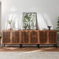 BVIUNTWO Buffet Cabinet with Storage,Set of 3 Farmhouse Console Table with Metal Base and Adjustable Shelves,Sideboard Coffee Bar Cabinet with 6 Doors for Kitchen,Dining Room,Living Room,Brown
