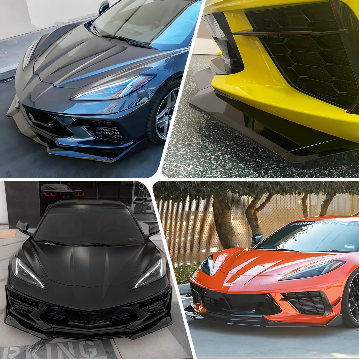 Front Bumper Lip Splitter Spoiler Compatible with Chevy Corvette C8 2020-2025, C8 Front Lip, Corvette C8 Front Splitter Air Dams Chin Spoiler Auto Parts Accessories (Front Lip-Gloss Black)