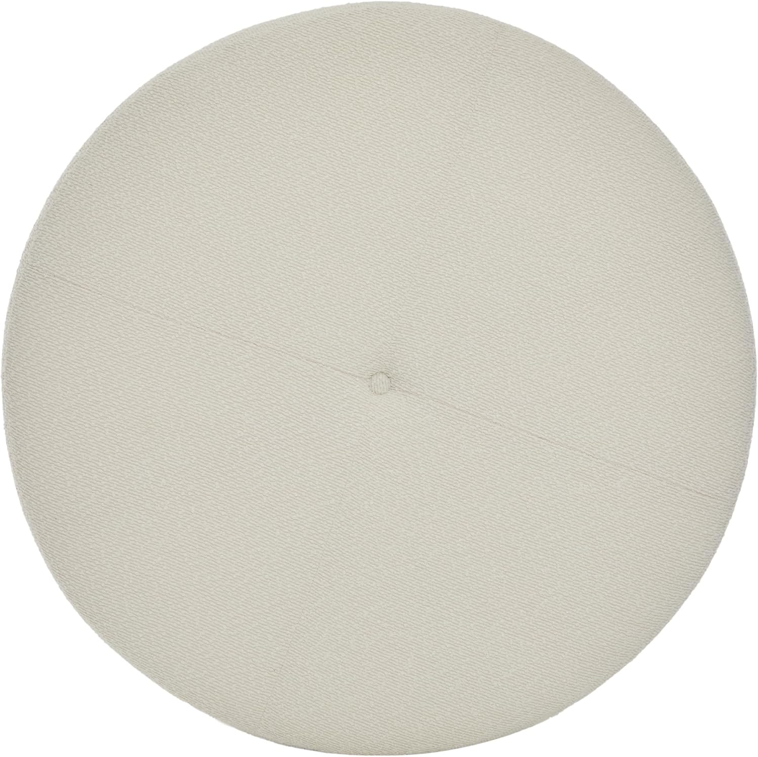 Christopher Knight Home Monroe Boucle Upholstery Round Ottoman, Living Room Sofa Ottoman with Wood Frame, Accent Small Foot Stool, Round Coffee Table, No Assembly Needed, Beige + Dark Walnut