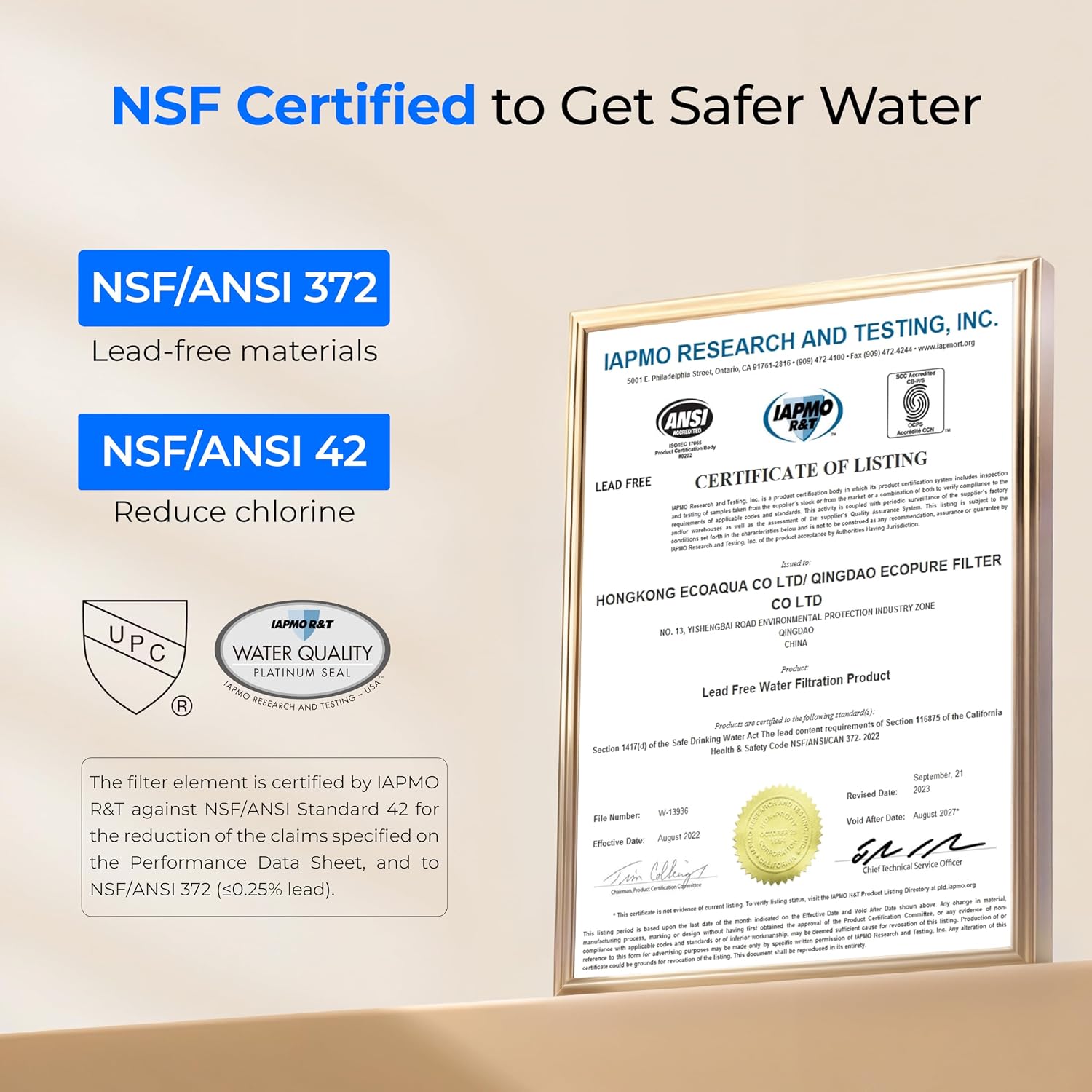 Waterdrop TK-AP Gravity Water Filter System, NSF/ANSI 42&372 Standard, Stainless Steel Water System with 2 Carbon Filters, Reduces Lead and Chlorine for Home, Emergencies, Blue, 2.25G