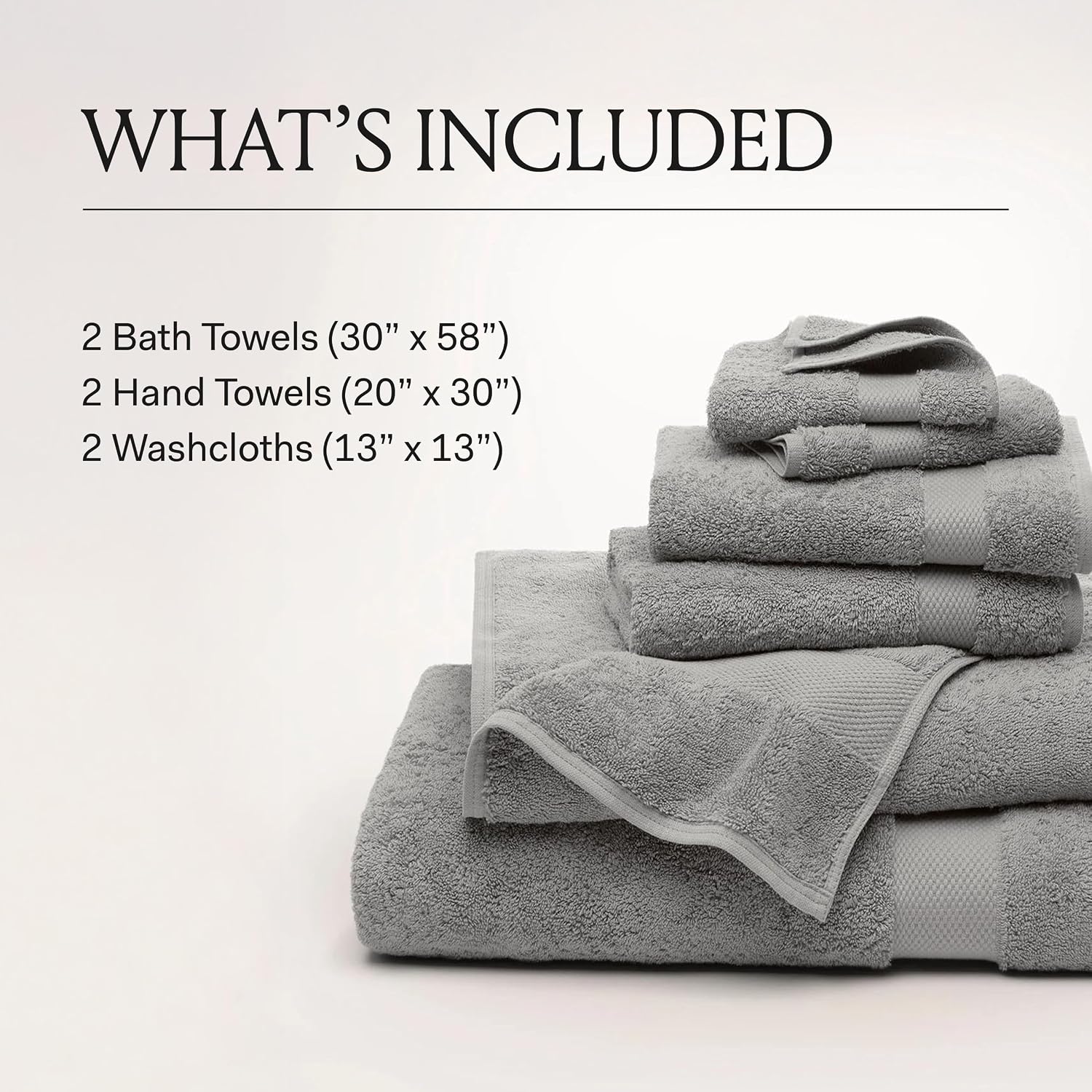 BOLL & BRANCH Plush Bath Towel Set - Cream - 6 Piece - Includes 2 Bath Towels, 2 Hand Towels & 2 Washcloths - 100% Organic Cotton - Ultra Soft & Luxurious - Quick Absorbing
