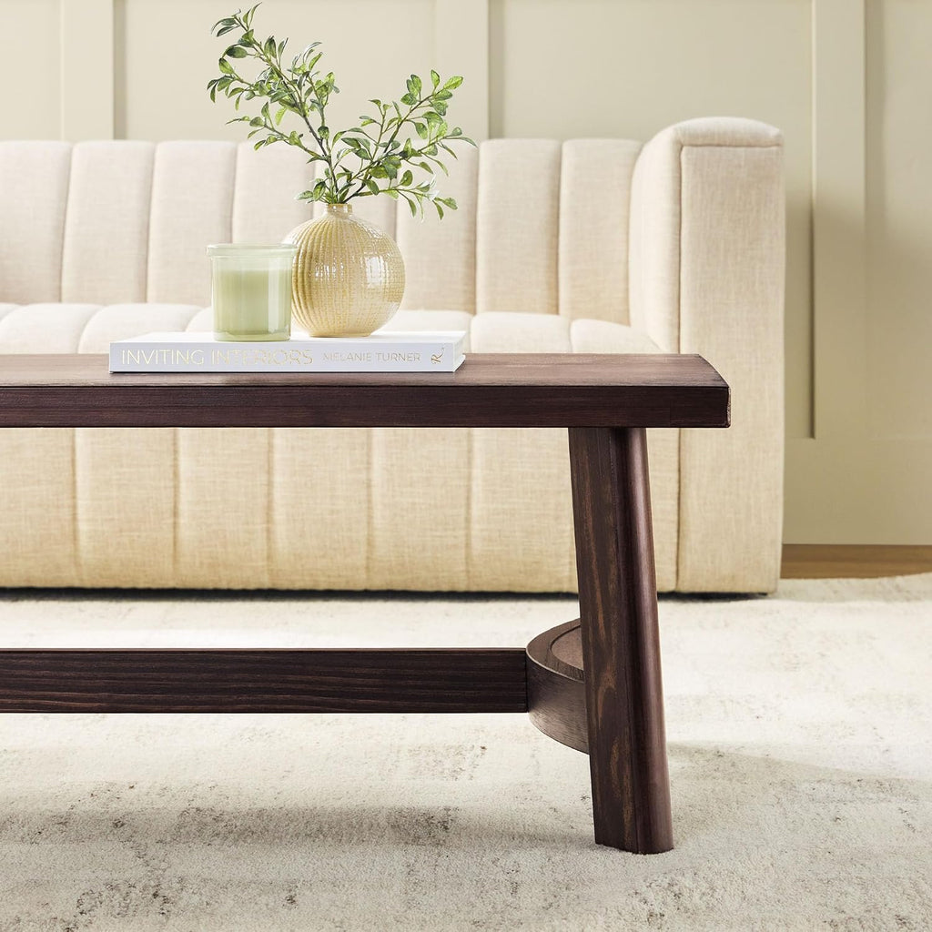 Walker Edison Colt Modern Farmhouse Solid Wood Rectangular Coffee Table, 48 Inch, Espresso