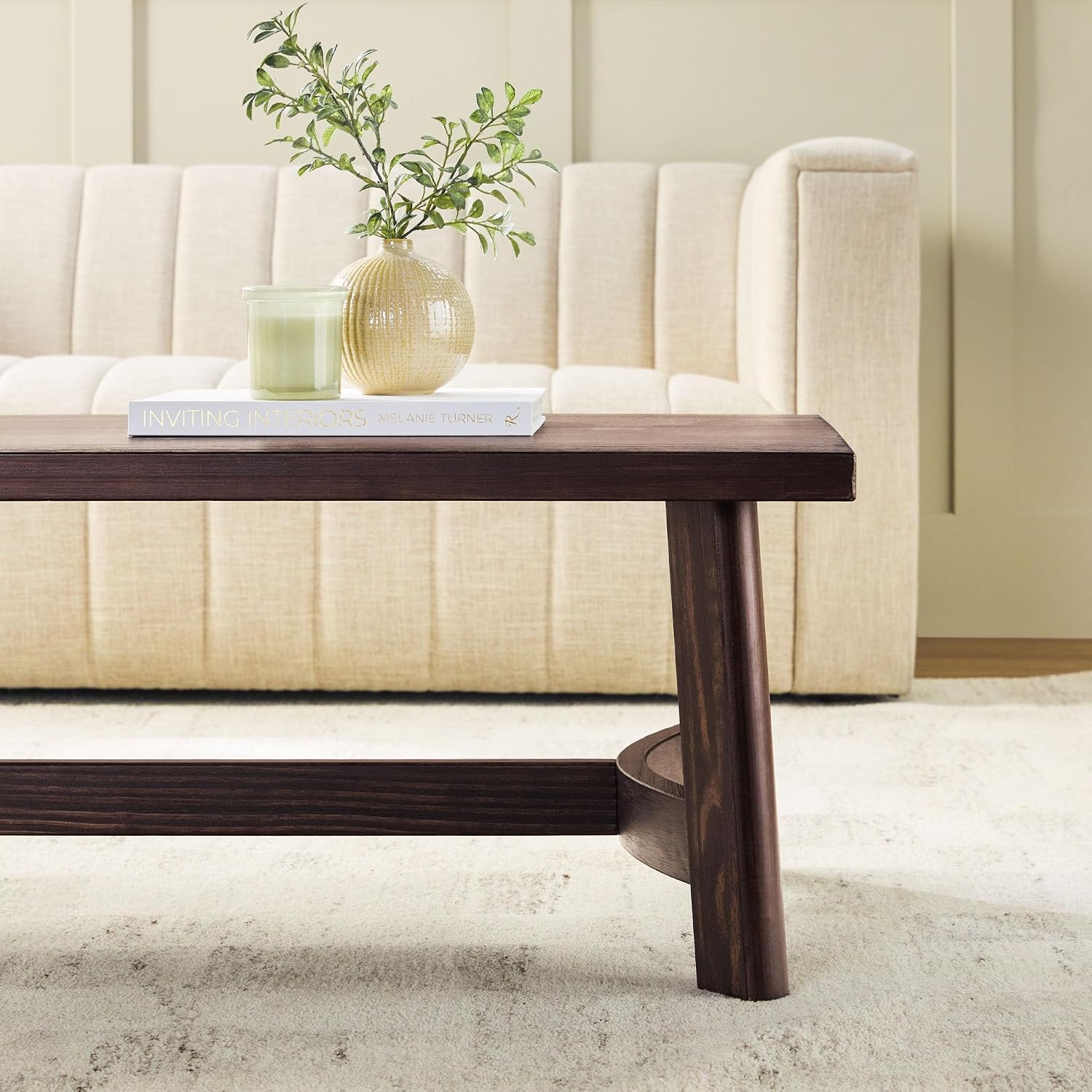 Walker Edison Colt Modern Farmhouse Solid Wood Rectangular Coffee Table, 48 Inch, Espresso