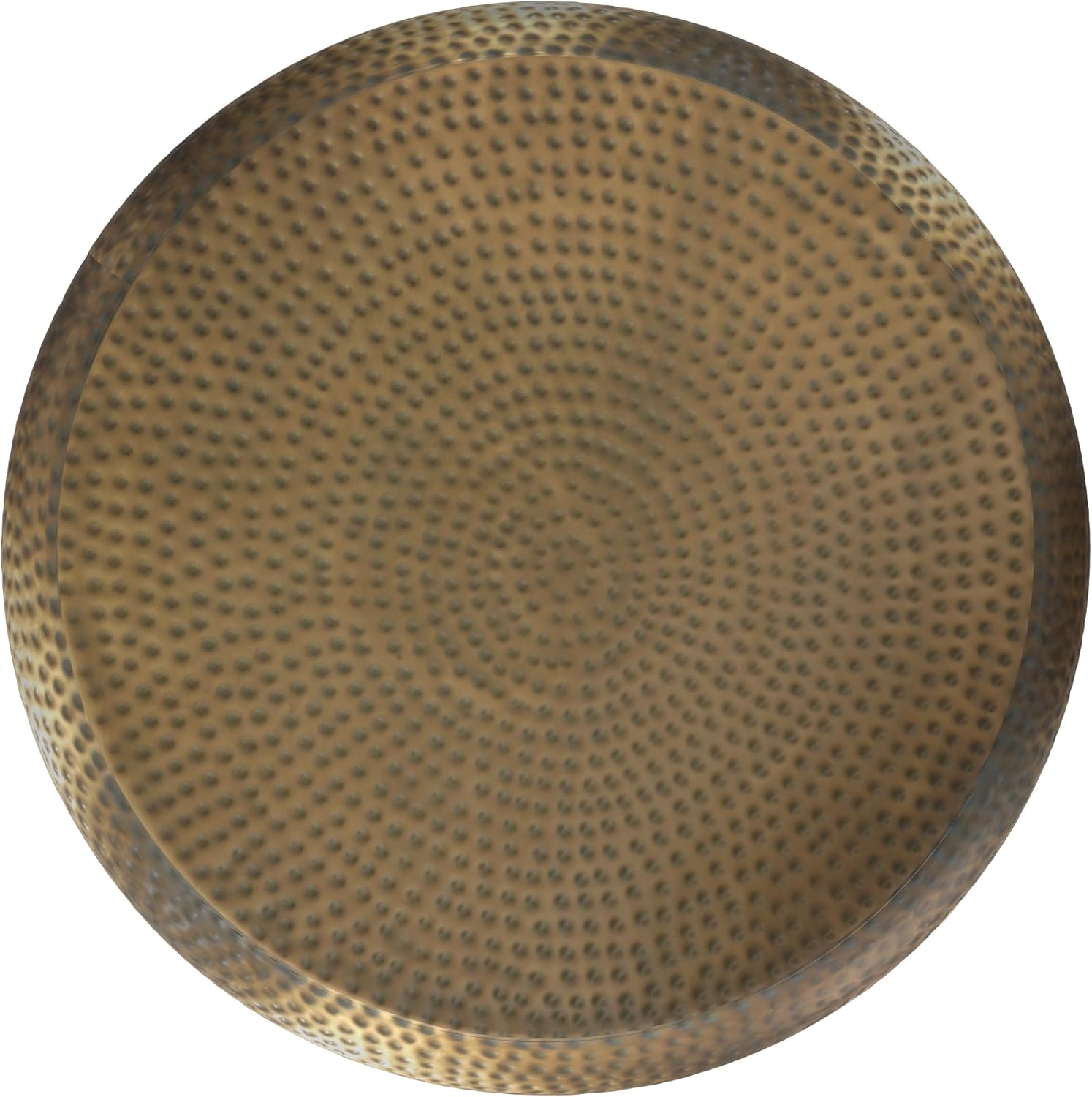 SIMPLIHOME Preston Drum Coffee Table - 36 inch Wide Iron Round Metal Table in Antique Gold, Modern Industrial Living Room Centerpiece with Hand-Hammered Texture and Sculptural Design, Assembled