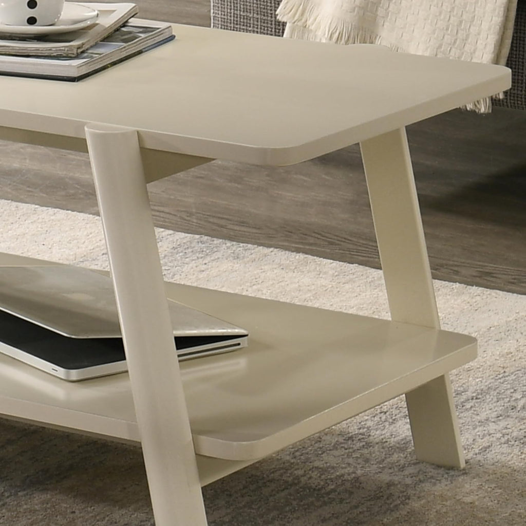 Roundhill Furniture Metz 3-Piece Coffee Table Set, Coffee Table and Two End Tables, Off-White Finish
