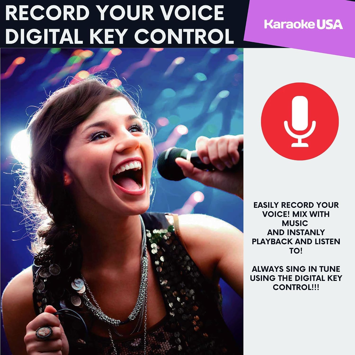 Karaoke Machine with Lyrics Display 7' Screen. CD+G, DVD, MP3+G, MP3, CD & USB. Wireless Bluetooth Speaker with LED Disco Lights. Includes 2 Wired Microphones and 2 Bonus Karaoke Discs By Karaoke USA