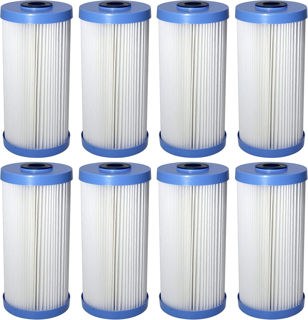 Pentair Pentek R30-BB Big Blue Sediment Water Filter, 10-Inch, Whole House Pleated Polyester Filter Cartridge, 10' x 4.5', 30 Micron, Pack of 8, White