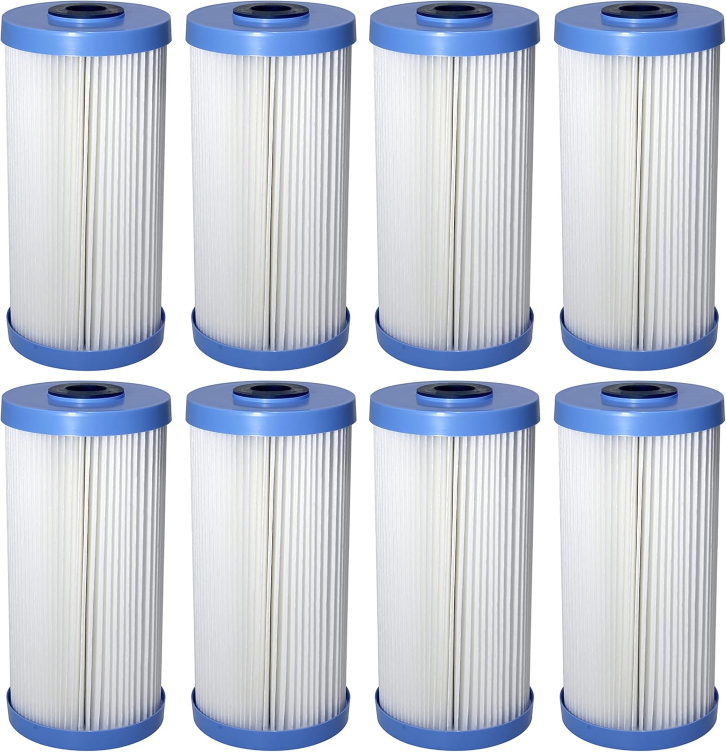 Pentair Pentek R30-BB Big Blue Sediment Water Filter, 10-Inch, Whole House Pleated Polyester Filter Cartridge, 10' x 4.5', 30 Micron, Pack of 8, White