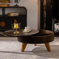 Setawix 31.5' Round Coffee Table with Storage Space, Small Side Tea End Table for Living Room, Wooden Rustic Coffee Table, Storage Entry Way Table, Brown