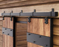 Easelife 10FT Exterior Sliding Barn Door Hardware Kit, Box Rail Track, 450lb Capacity, Black Weather-Resistant Steel, Wall Mount System for Outdoor Use, Fit Double 30in Door