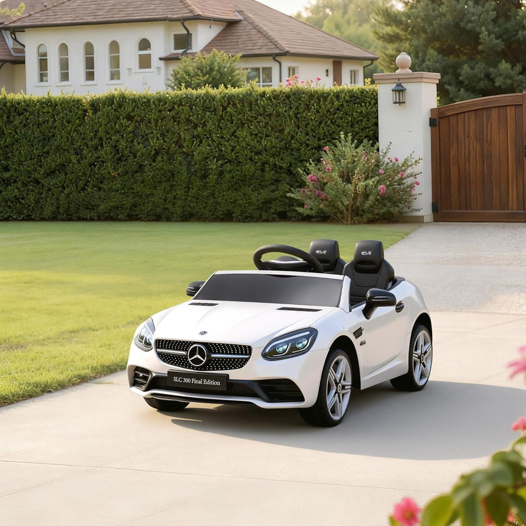 Aosom Mercedes SLC 300 Licensed 12V Ride On Car for Kids with Remote Control, 2 Speeds, Battery Powered Kids Electric Car with Music, Lights, Suspension for 3-6 Years Old, White
