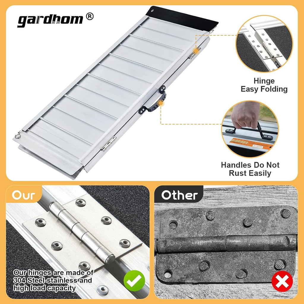 Bundled Wheelchair Ramps 4FT 5FT, gardhom 800Lbs Aluminum Portable Folding Handicap Ramp Wheel Chair Ramp for Home Entrance Threshold Doorways Stairs Curbs Scooter