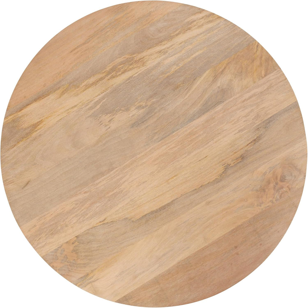 Kate and Laurel Kershaw Transitional Round Coffee Table; 30 x 30 x 19; Natural Wood; Circle Living Room Table with Solid Mango Wood Construction and Tapered Hairpin Legs
