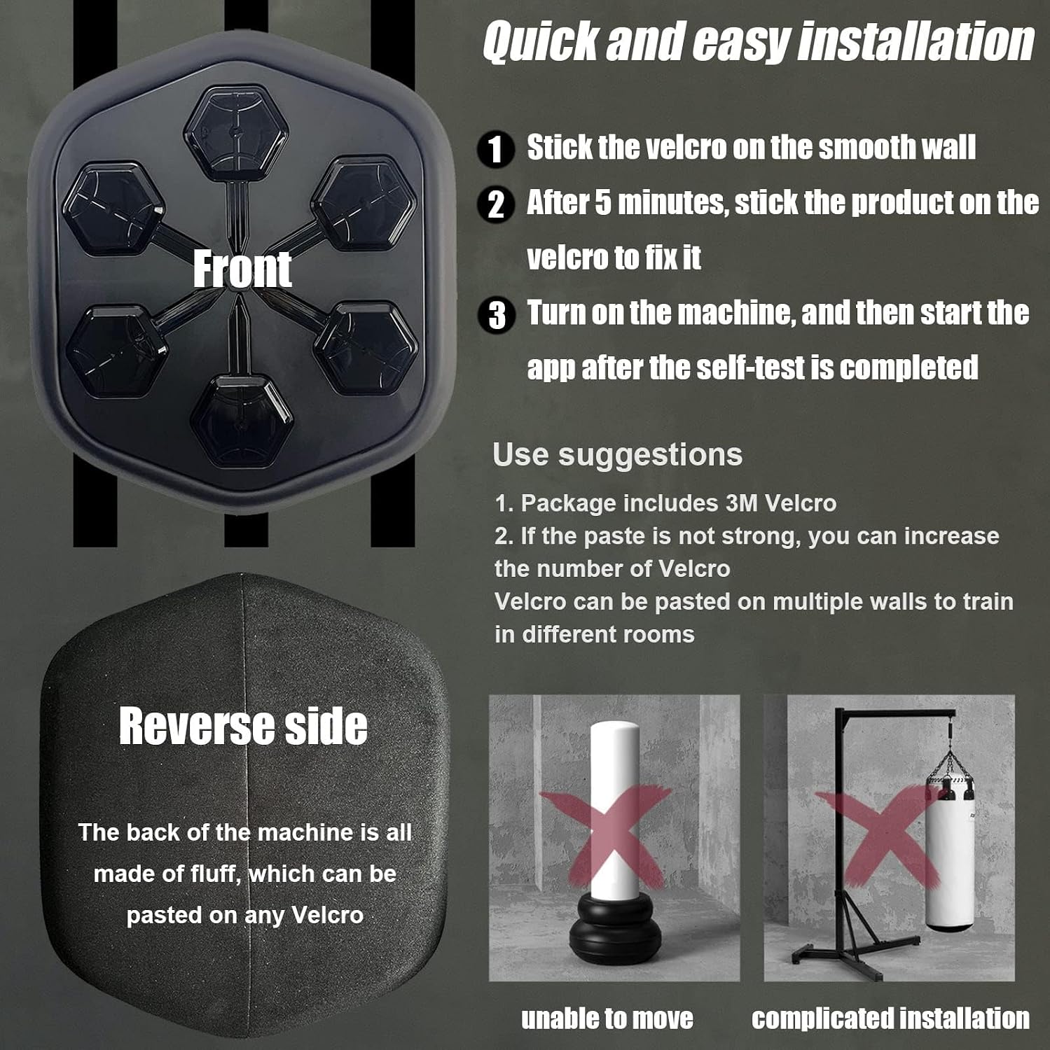 Music Boxing Machine, Smart Boxing Target with Boxing Gloves/Bracket, Suitable for Gym, Office