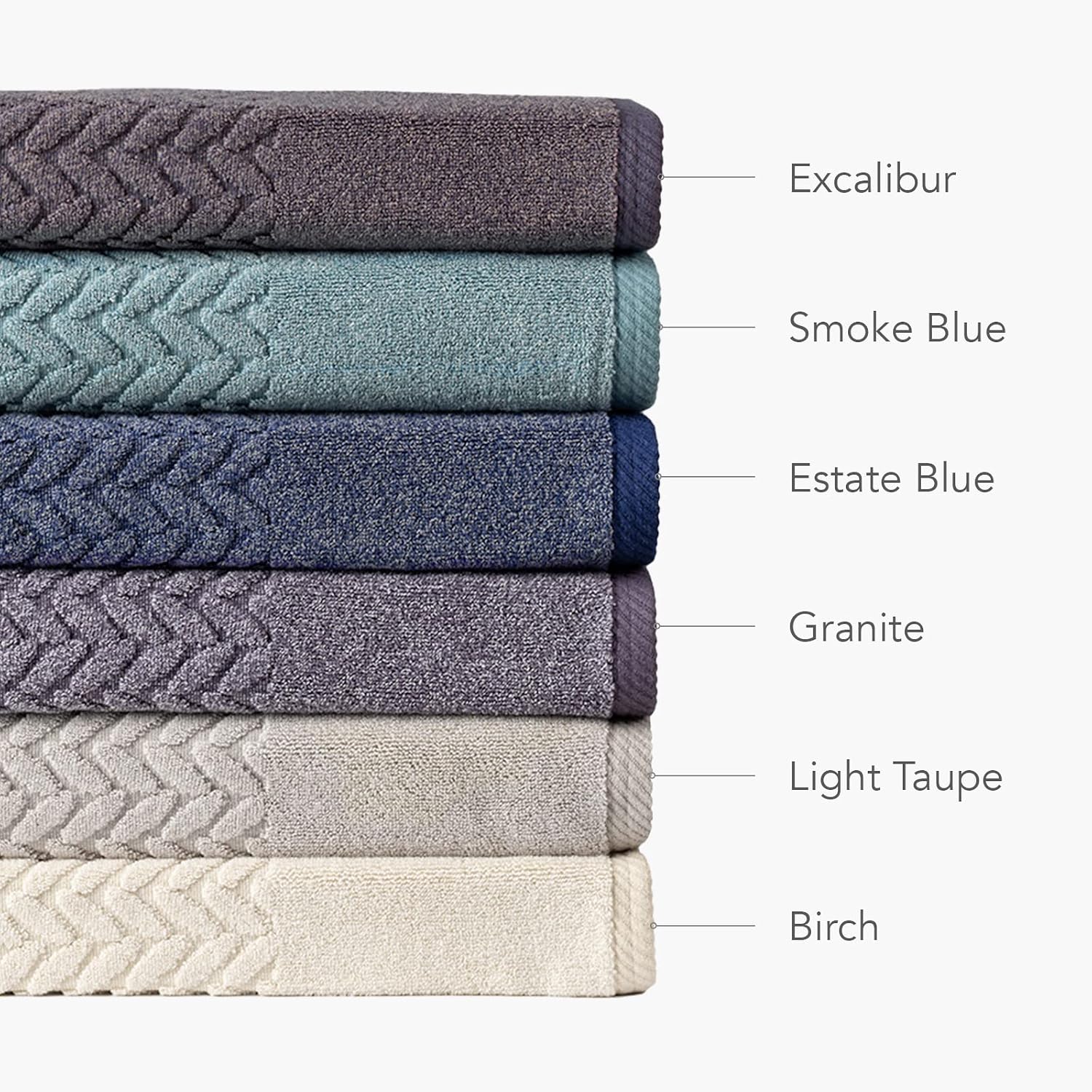 Texere 100% Organic Cotton Jacquard 650 GSM Premium Bath Towel Sets - Extra Absorbent Quick Dry and Plush (Cable, Estate Blue, 4 Bath Towels)