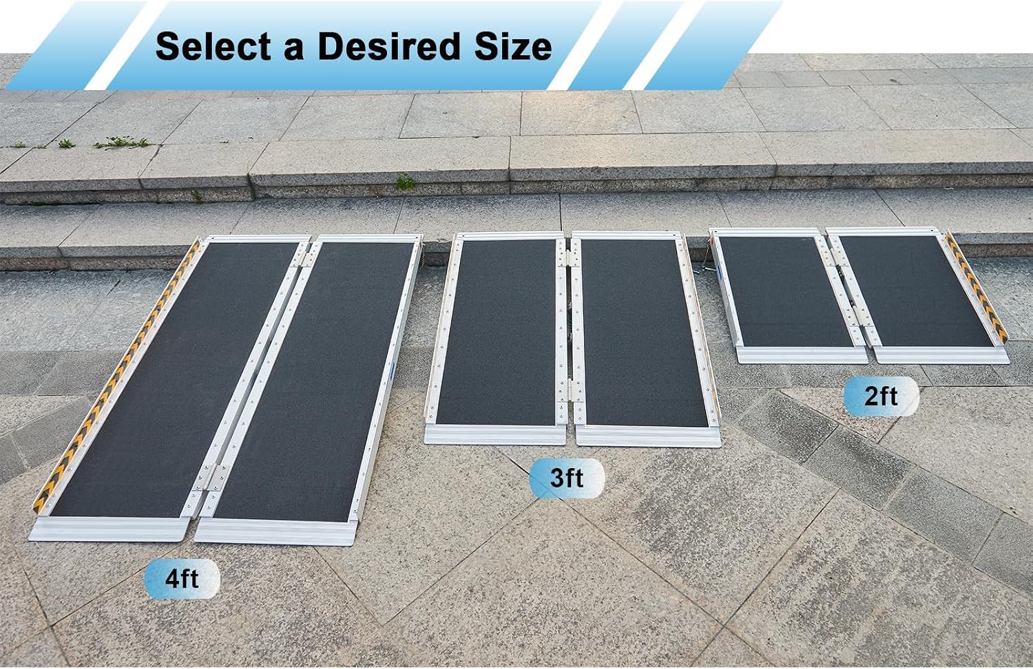 FACHNUO 2FT & 3FT Portable Wheelchair Ramp Non-Skid Aluminum Handicap Ramps with Handle 31.3'' Wide 800LBS Capacity Wheel Chair Ramp Scooter Ramps for Home, Steps, Stairs, Entry, Threshold, Doorway