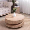 31.3'' Round Circle Coffee Table Modern Coffee Table for Living Room, Contemporary Minimalist Farmhouse Countryside Sculptural Style, Natural Wood Grain, No Assembly, Wood