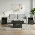 OKYCI Modern Coffee Table and End Table Set of 3 for Living Room, Includes 31.5' Coffee Table & 2 Side Table with 2 Drawers & Charging Station, Black