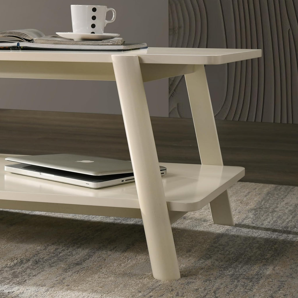 Roundhill Furniture Metz 3-Piece Coffee Table Set, Coffee Table and Two End Tables, Off-White Finish