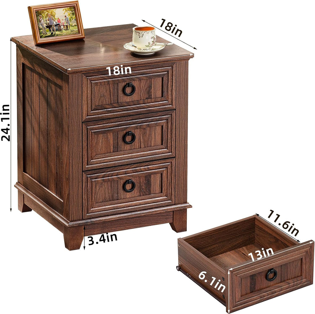 Joaxswe Farmhouse Coffee Table Set of 3, Furniture Set, Coffee Table with Hidden Storage Organizer and Nightsand 3-Piece Set, Large Country Natural Center Table Set for Living Room,Office, Home