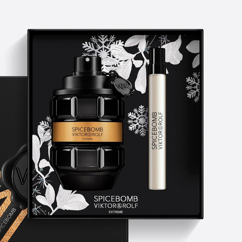 Viktor&Rolf - Spicebomb Eau de Toilette Extreme Men's Cologne Set - Woody & Spicy - With Notes of Citrus & Tobacco - 3 Fl Oz & 0.3 Fl Oz